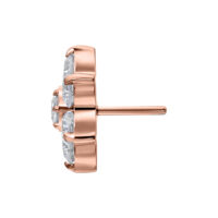 Adorno de flor de cristal en oro rosa Push Fit Adorno de flor en oro rosa con cristales claros sobre fondo blanco