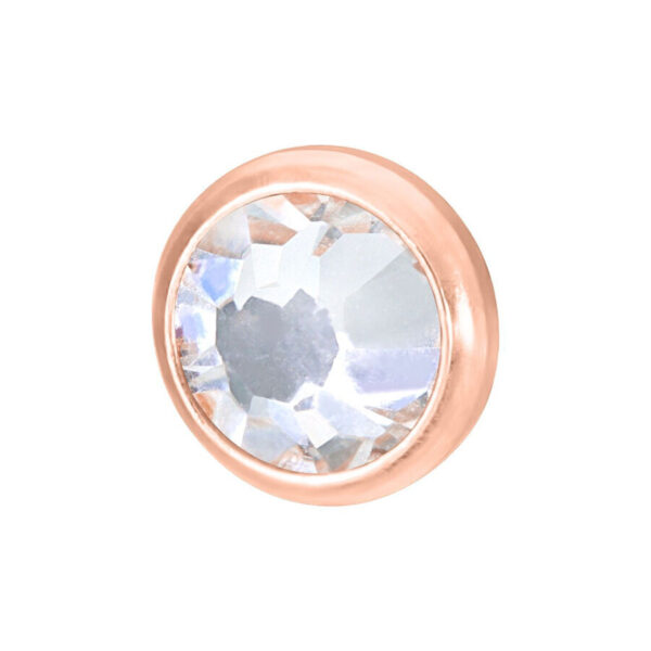 Accesorio de piercing en oro rosa con piedra cristalina, tamaño 3,0 mm