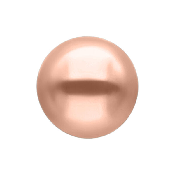 Bola de acero quirúrgico en oro rosa sobre fondo blanco