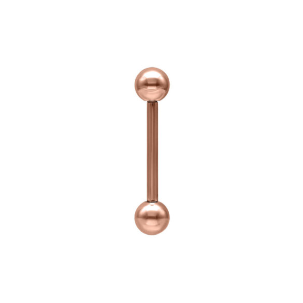 Barra de oro rosa con rosca externa sobre fondo blanco