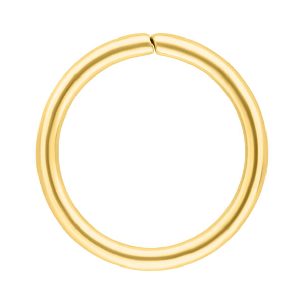Anillo dorado sin costuras de acero quirúrgico sobre fondo blanco