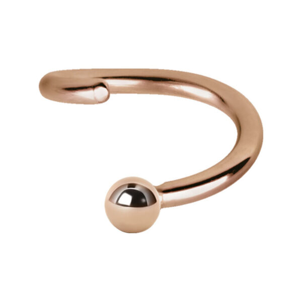 Anillo Continuous Ball Closure de oro rosa de acero quirúrgico con cierre de bola sobre fondo blanco