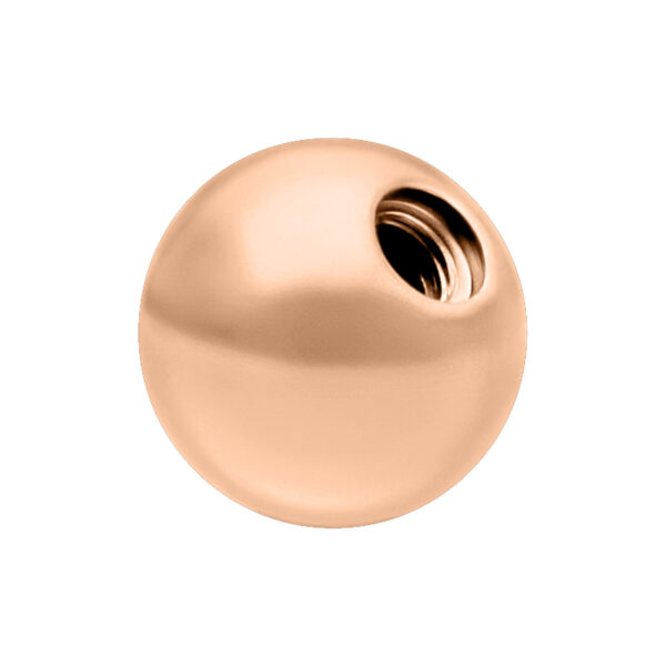Bola de rosca de titanio rosado con tamaño de 3,0 mm y diámetro de rosca de 1,2 mm sobre fondo blanco