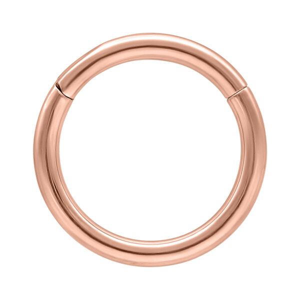 Anillo con bisagra en oro rosa de 0,8 mm de grosor y 6,0 mm de diámetro interno sobre fondo blanco
