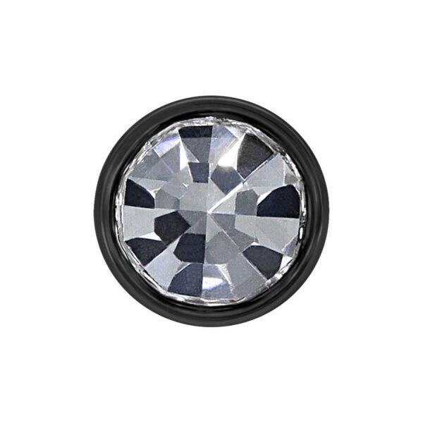 Punta de piercing de titanio negro con cristal claro, bola de 3,0 mm sobre fondo blanco