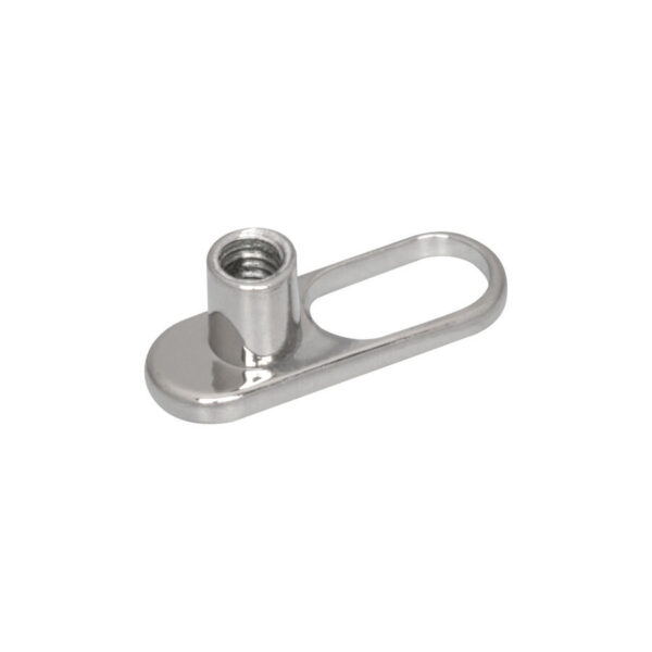 Dermal Anchor plateado de titanio con abertura oval y rosca