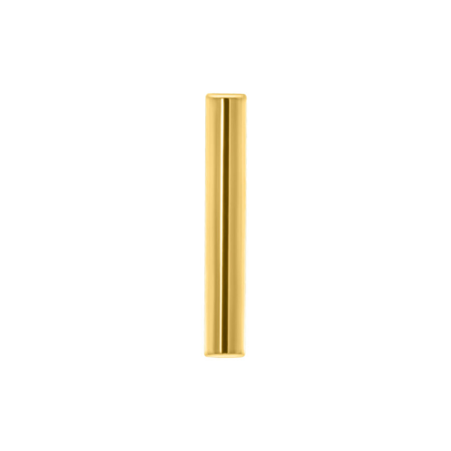 Piercing dorado con rosca interna sobre fondo blanco, 16mm de longitud