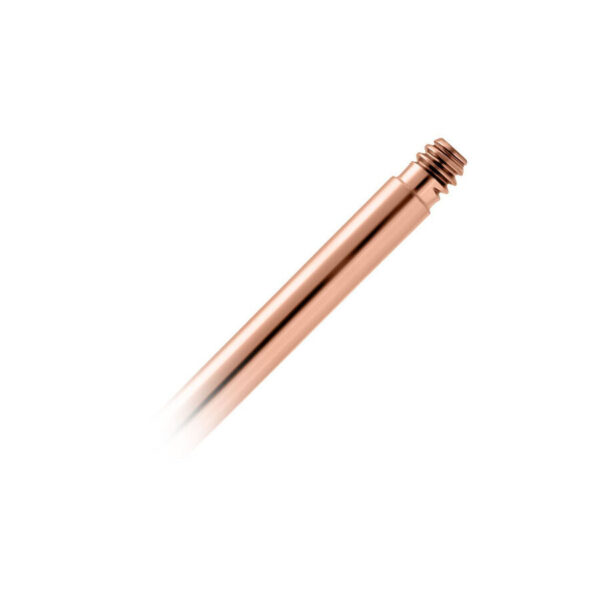 Barra de piercing recta de titanio en rosado con rosca externa, 16mm de longitud