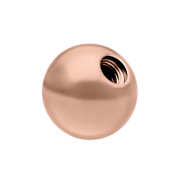 Bola de rosca de titanio rosado sobre fondo blanco