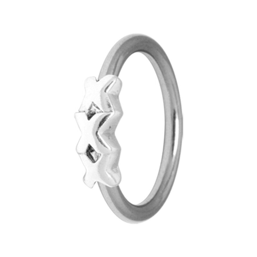 Triple X Anillo de Acero Quirúrgico, Plata Anillo Triple X plateado de acero quirúrgico 316L sobre fondo blanco