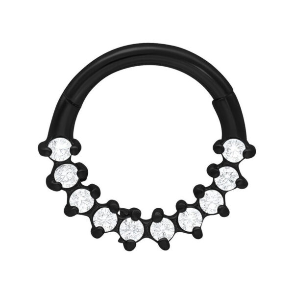 Clicker negro para septum de acero quirúrgico con cristales claros