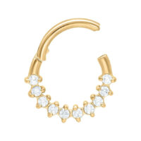 Clicker de septum dorado de acero quirúrgico con cristales claros