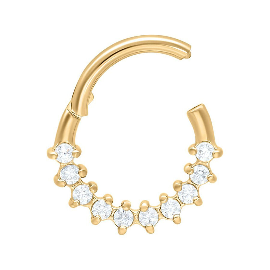 Clicker de septum dorado de acero quirúrgico con cristales claros