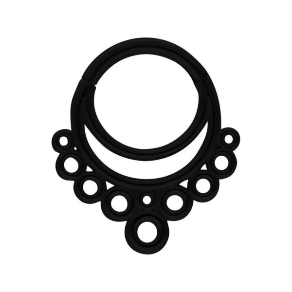 Clicker negro Septum con diseño Bubble de acero quirúrgico sobre fondo blanco