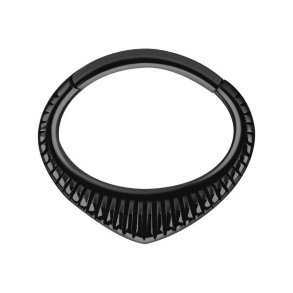 Clicker Negro Indiana con grosor de 1,2mm y diámetro interno de 6mm sobre fondo blanco
