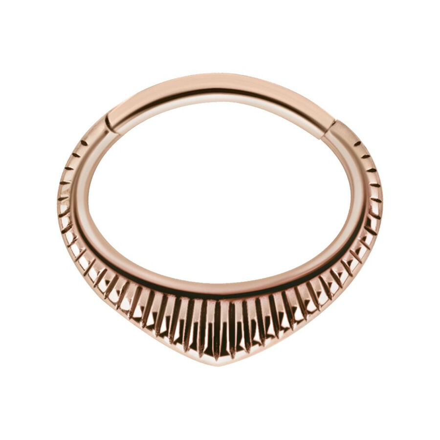 Clicker septum de oro rosa de acero quirúrgico con diseño dentado