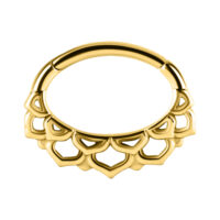 Clicker de septum dorado de acero quirúrgico con diseño floral