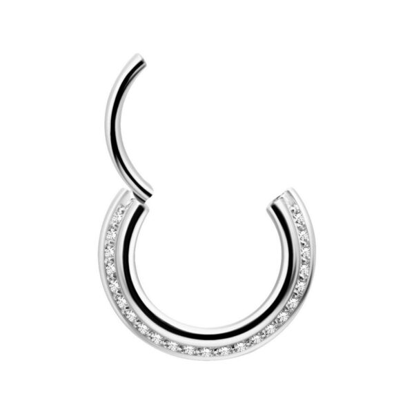 Clicker de Septum plateado, 1,2 mm de grosor, 8,0 mm de diámetro interno, cristales