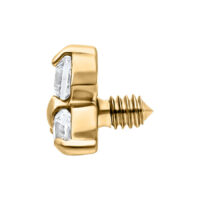 Trinity Dermal Accesorio en oro con cristal Trinity Dermal Accesaorio dorado con dos cristales claros y rosca externa