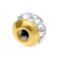 Accesorio de piercing dorado con cristales Accesorio dorado para rosca externa con cristales claros y rosca interna