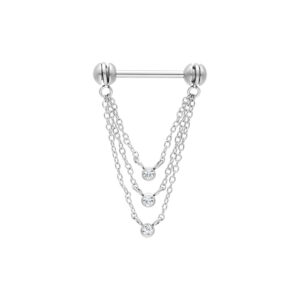 Cadena para pezón con tres cristales giratorios