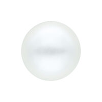 Perla sintética blanca sobre fondo blanco, lisa y redonda