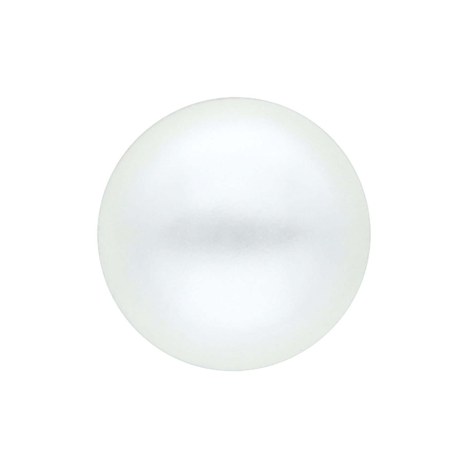 Perla sintética blanca sobre fondo blanco, lisa y redonda