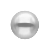 Bolita roscada plateada de acero quirúrgico Bolita plateada con rosca interna sobre fondo blanco