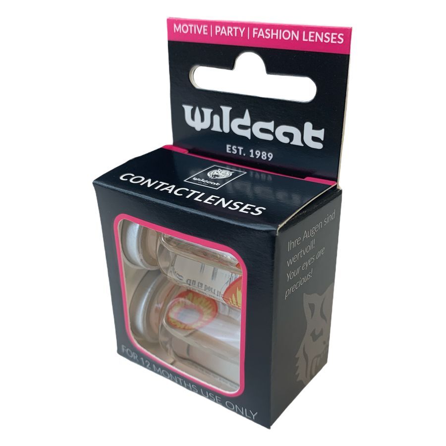 Ork Eye Kontaktlinsen im Wildcat Design Verpackung der Ork Eye Kontaktlinsen von Wildcat mit Sichtfenster