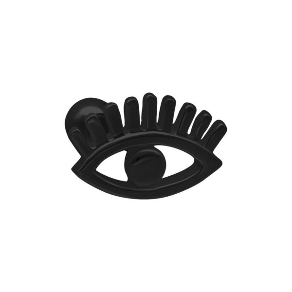 Barra para el oído negra con forma de ojo sobre fondo blanco