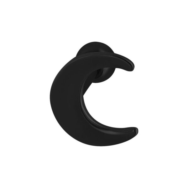 Barbell negro para la oreja en forma de media luna sobre fondo blanco