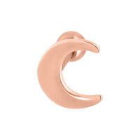 Crescent Moon Barbell para Oreja en brillante Oro Rosado sobre fondo blanco