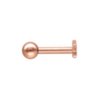 Earbarbell en oro rosa de acero quirúrgico 316L sobre fondo blanco