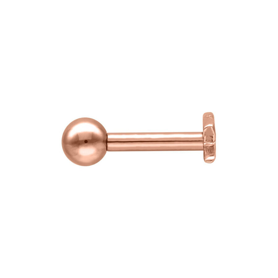 Earbarbell en oro rosa de acero quirúrgico 316L sobre fondo blanco