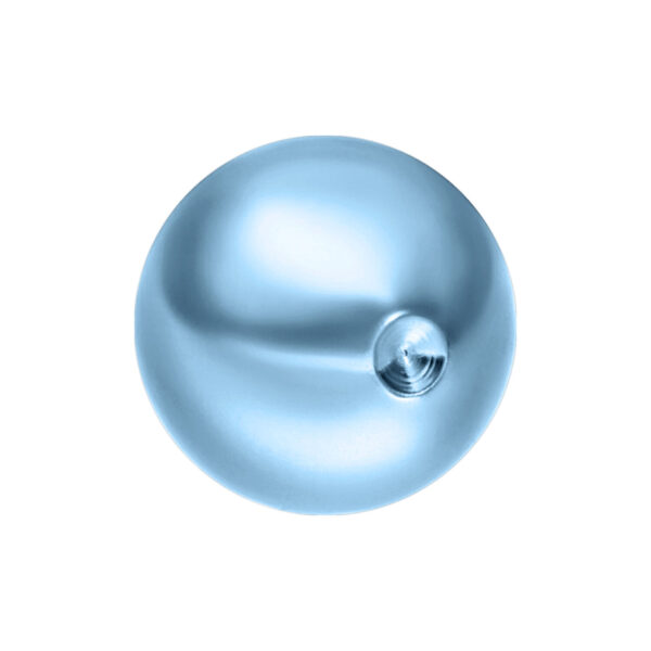 Bola Clip In de titanio azul claro con 5,0 mm de diámetro sobre fondo blanco