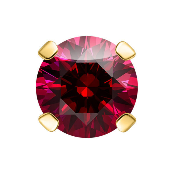 Punta de engaste de oro con cristal rojo oscuro, tamaño de bola 3,0 mm