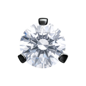 Adaptador negro de 3 puntas con piedra cristalina sobre fondo blanco