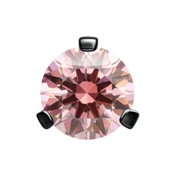 Accesorio de titanio negro con engaste de 3 puntas y cristal Fancy Morganite, 3,0 mm