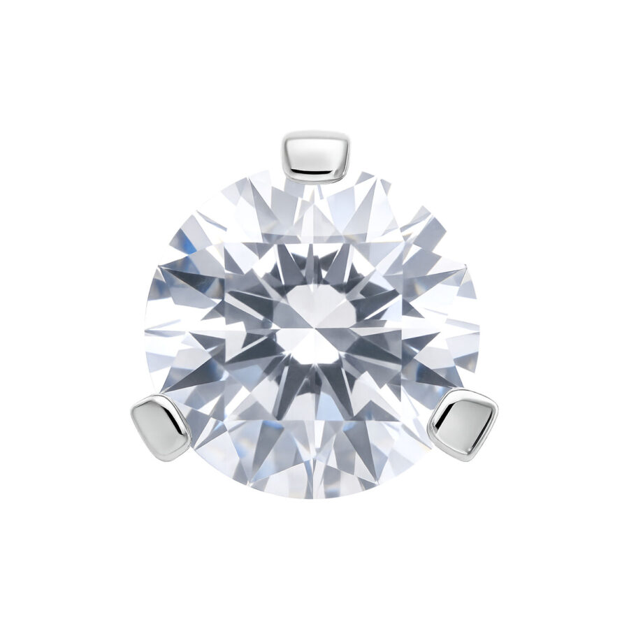 Accesorio plateado con engaste de 3 garras y piedra de cristal claro, 2,5 mm