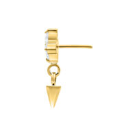 Adaptador de titanio dorado con cristal y espiga sobre fondo blanco