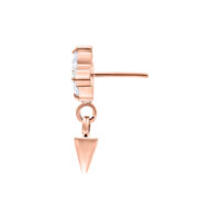 Pieza de piercing en oro rosa con cristal claro y colgante de pincho