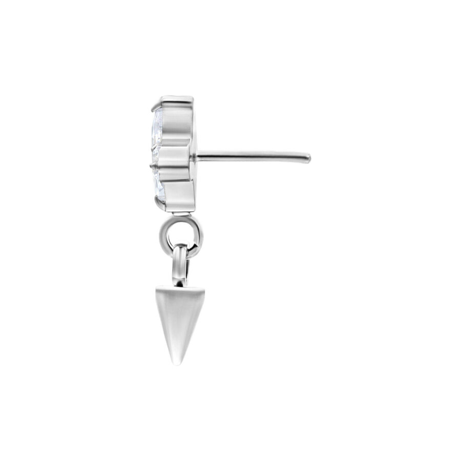 Accesorio plateado Push Fit con cristal claro y punta colgante