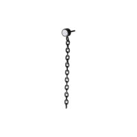 Accesorio de metal negro con cristal claro y colgante de cadena sobre fondo blanco