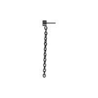 Adorno de metal negro con colgante de cadena sobre fondo blanco