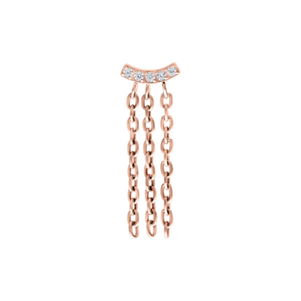 Aditamento de piercing roségold con cristales claros y diseño de cadena