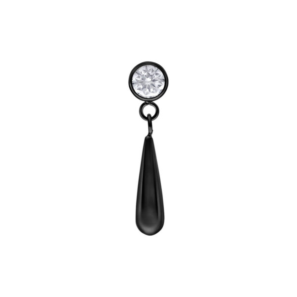 Adorno de titanio negro con cristal claro sobre fondo blanco