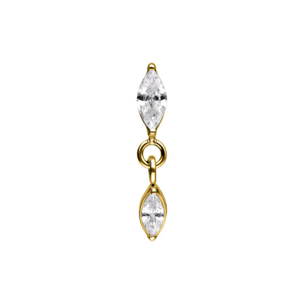 Accesorio dorado Push Fit con cristal ovalado en forma de gota, fondo de estudio