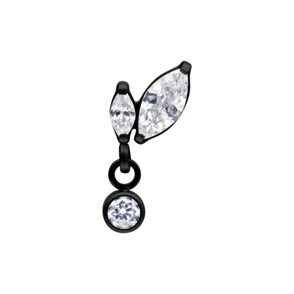 Adorno negro Push Fit con diseño doble de marquise y colgante de cristal
