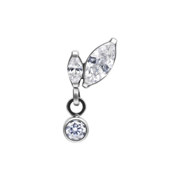 Accesorio Push Fit Negro con doble cristal marquesa y colgante sobre fondo blanco