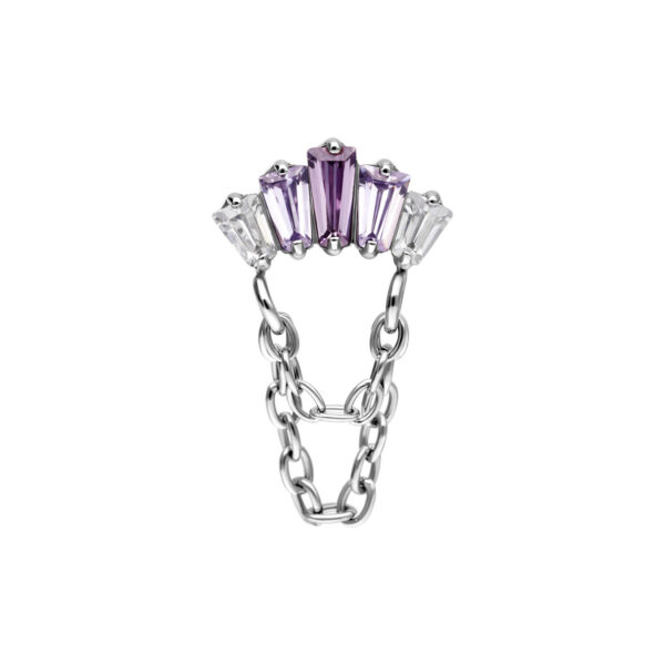 Encaje Push Fit con cristal color lavanda y tono plateado